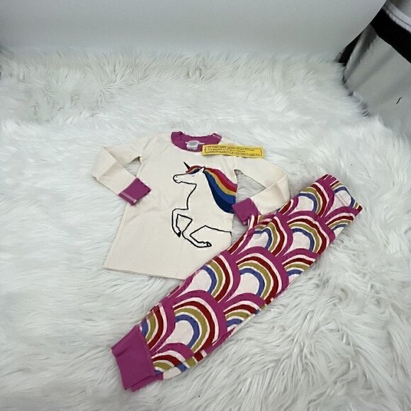 NEW Hanna Andersson Girls Rainbow Unicorn Long John PJ Pajama Set Size 3T 90 - Picture 1 of 14